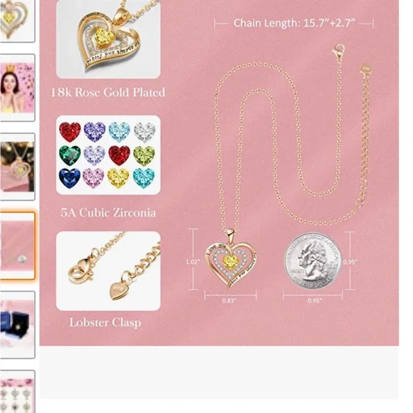 💖See New Listing💖 Redbee November Birthstone Heart Necklace New - Picture 16 of 16